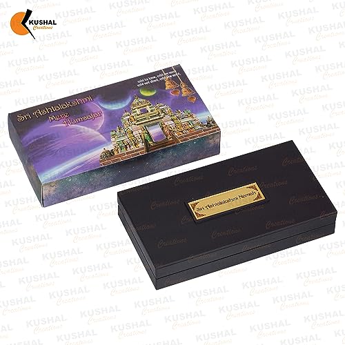 Image of 24K Gold Plated Religious Frame Photo Frame with Charan Paduka Return Gifts for Home Puja Office (ASHTA LAXMI)