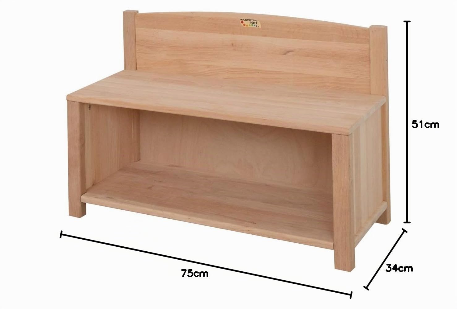 Holzspielzeug Peitz Kinder-Schuhschrank 8053 Massivholz-Garderobe für Kindergarten oder Kinderzimmer