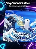 MAMBASNAKE x ATTACK SHARK CM05 Glass Hard Gaming Mousepad,Nano-Micro-Etched Texture,Smooth Glass Surface,High Accuracy,Fast-Moving,Anti-Scratch, PU Leather Non-Slip Base, Large Size(450×400mm)
