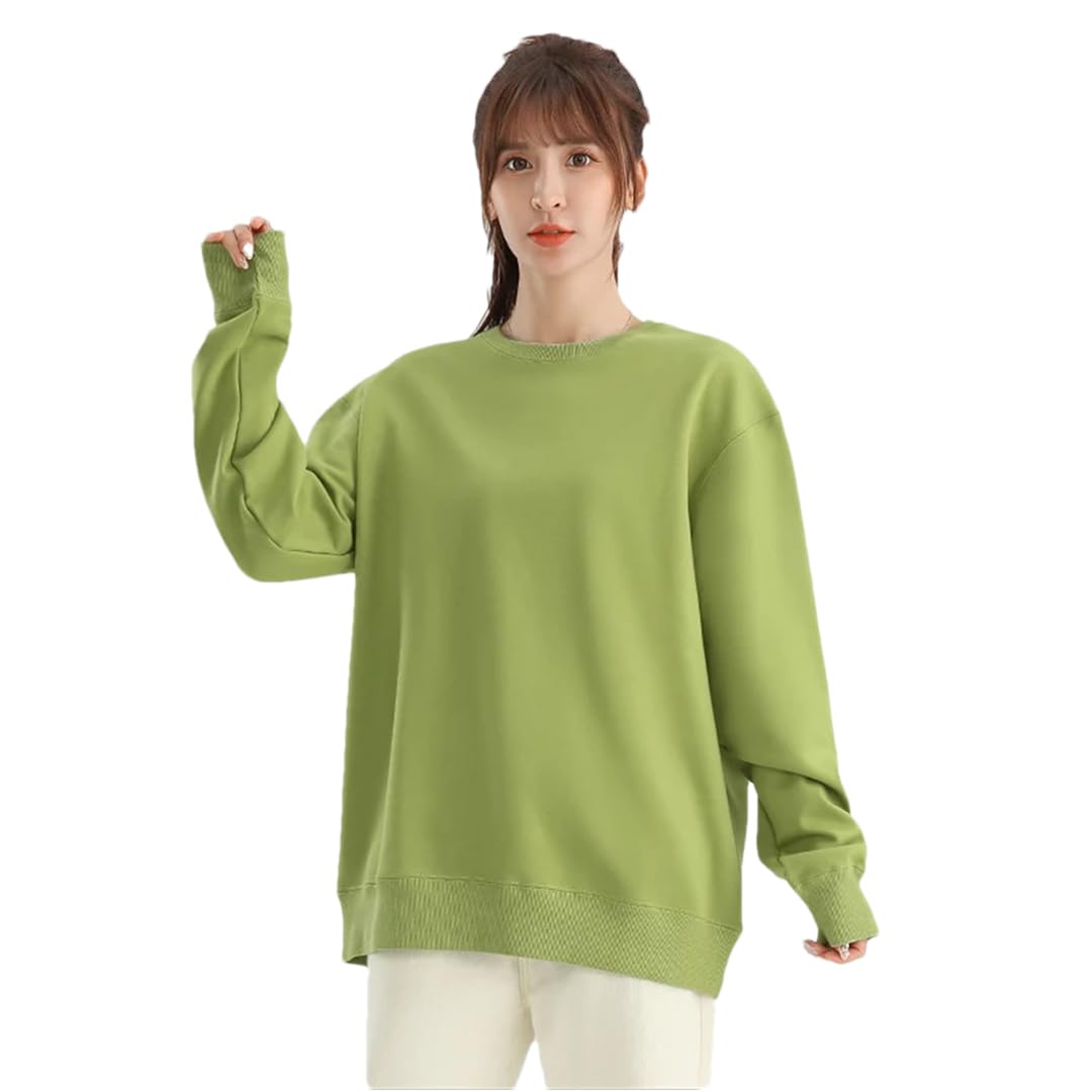 Fnfmrfmr Damskie bluzy oversize w jednolitym kolorze na co dzień vintage bawełniana bluza dla chłopaka topy