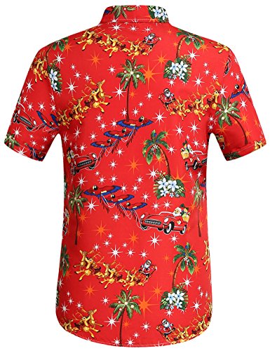 Sslr Mens Christmas Vacation Shirt Short Sleeve Christmas Hawaiian Shirts For Men (Medium, Red) #TOP1