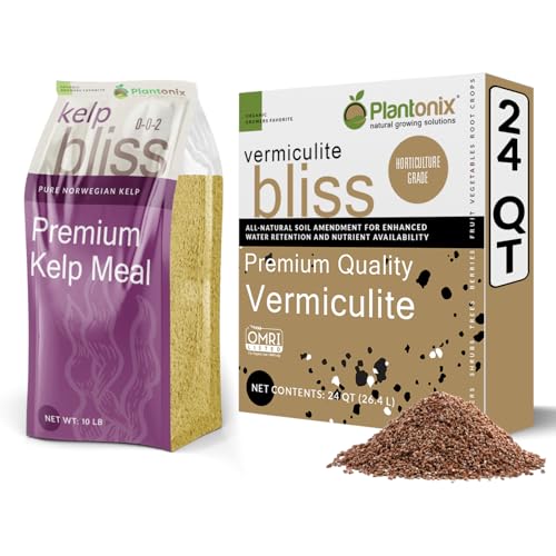 Vermiculita y fertilizante orgánico Kelp Bliss para jardinería