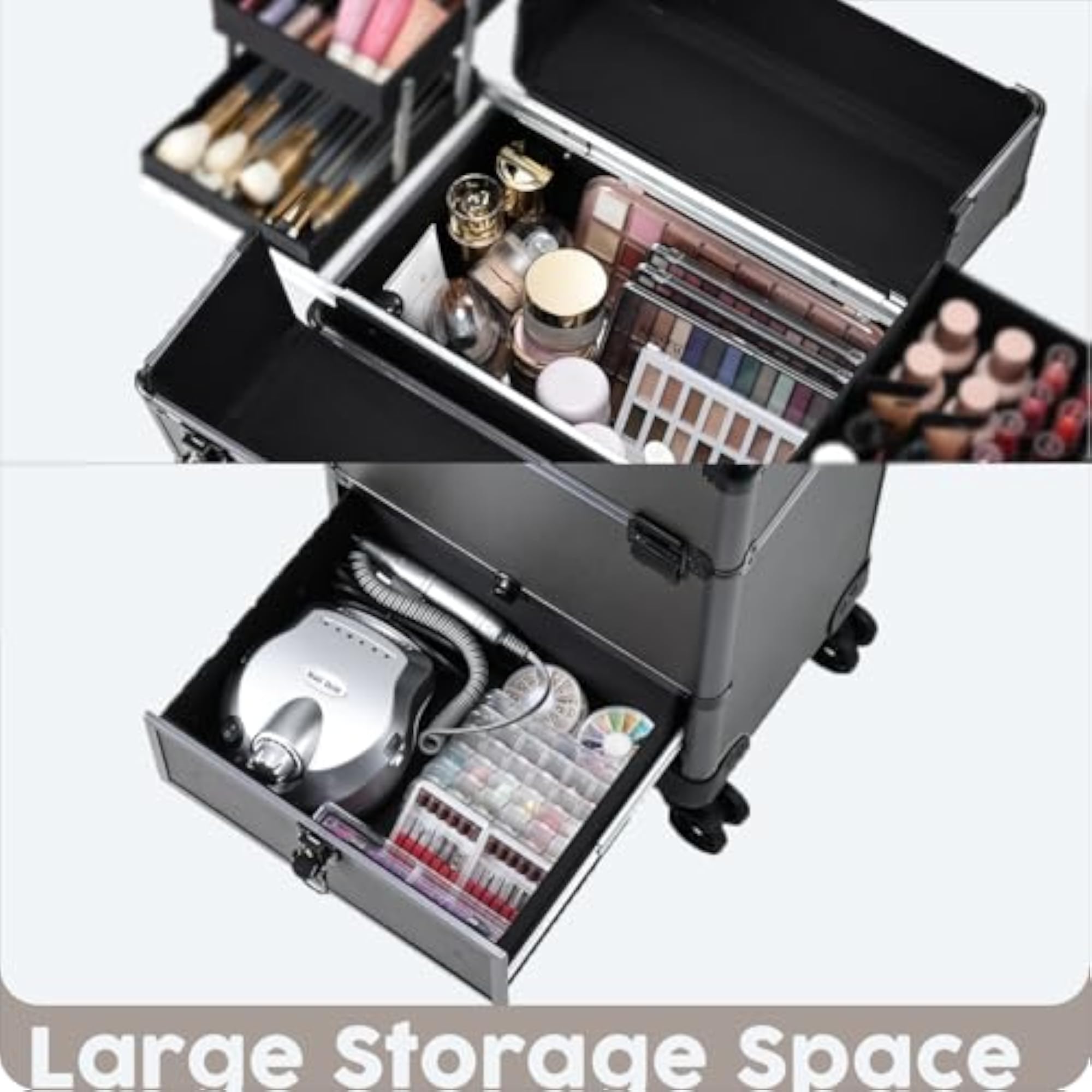 Portable Cosmetic Trolley with Drawer and Wheels