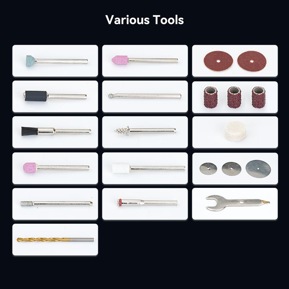 Creality Kit d'outils rotatifs sans fil avec 24 accessoires, multifonction, 6 vitesses variables, longue durée de vie de la batterie et sans fil portable 3,7 V pour modèles d'impression D, meulage