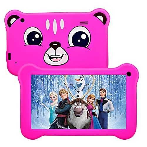 Kids Tablet 7 inch, Android 9.0 Tablet for Kids, 2GB+16GB, Pre-Installed Parent Control IPS HD Display, WiFi Android Tablet, Kid-Proof, Learning Tablet Rose