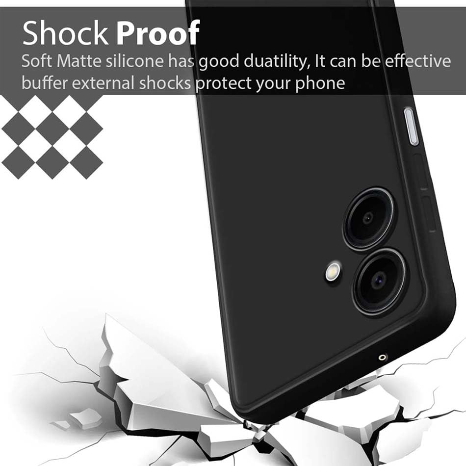 Image of Fashionury Liquid Silicon Back Cover for Samsung Galaxy A06 5G | Camera Protection | Inner Velvet Fabric | Anti-Fingerprint | Ultra Slim Case (Black)