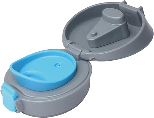 Miniatura 4 de Botella deportiva de vidrio recubierto de silicona abatible de 16 oz15.2 fl oz (botella azul, tapa gris)