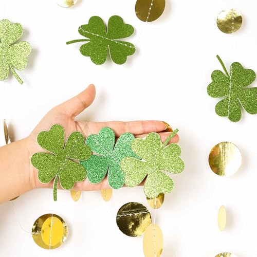 Image of St Patricks Day Decorations Shamrock Foil Fringe Curtains Green Shamrock Garland Clover Tinsel Curtain Photo Booth Prop St Paddy's Day Garland Hanging Streamers Backdrop for Irish Party Decor