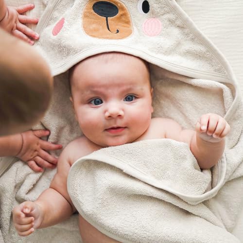 Miniatura 9 de Cuddlebug Set De Capa De Baño Con Capucha Y Manopla Para Bebé - 100 Algodón Rizo Premium - Toalla Infantil Ultra Suave Y Absorbente Para Recién Nacidos Y Niños 75 X 75 Cm - Bear