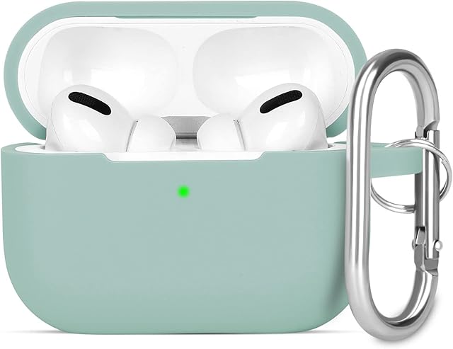 KOKOKA Case Cover Compatible with Airpods Pro 2, Soft Silicone Skin Case Cover Shock-Absorbing Protective Case for Airpods Pro 2nd Generation (2022) with Carabiner, Front LED Visible, Cloud Grey