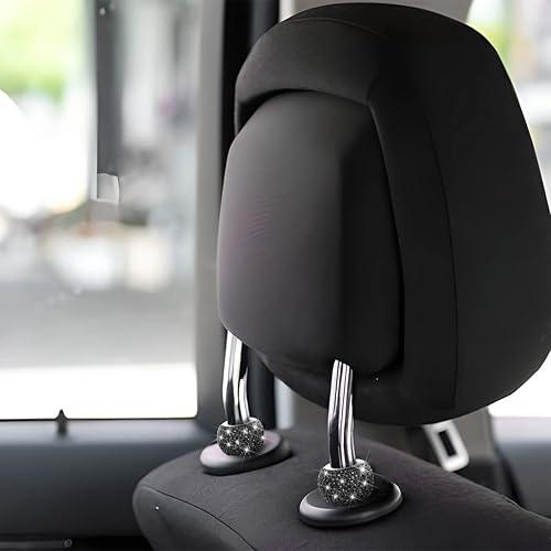 Miniatura 6 de BELOMI Paquete de 4 collares para reposacabezas de automóvil, collares brillantes para reposacabezas de automóvil, decoración de anillos, collares