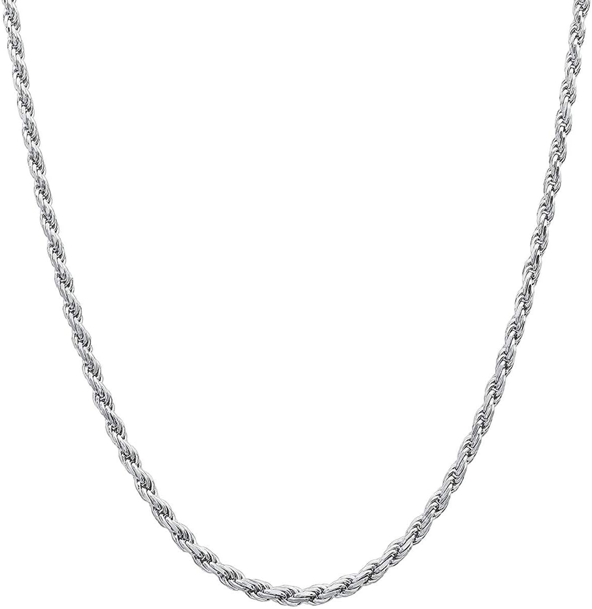 Rope chain Italian diamond cut Rope Chain 2mm For Women & Men 16-36 Inches New Solid Italy Necklace - Lobster Claw Clasp 30 Inches