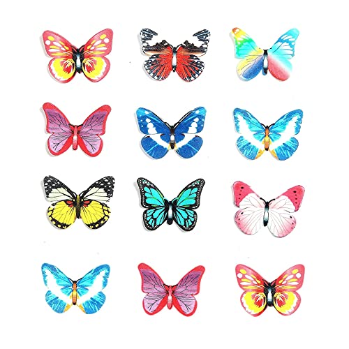 Weraru 48Pcs Edible Cake Butterfly Decoration Cake Toppers Birthday Party Cupcake Toppers Mixed Size & Colour