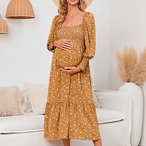 Roupas de gravidez vestido de chiffon primavera para grávidas vestido floral pequeno vestido de mang