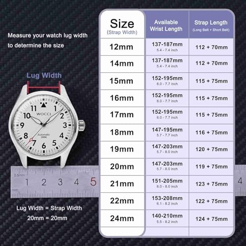 WOCCI 20mm Silicone Watch Band, Quick Release Rubber Replacement Strap with Black Stainless Steel Buckle (Black) - 4