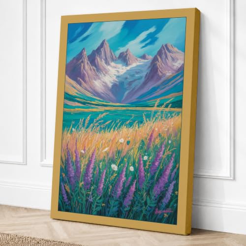 Image of Alpine Wildflower Meadow Canvas Wall Art Print 36x24 Inch (91 x 61 cm)