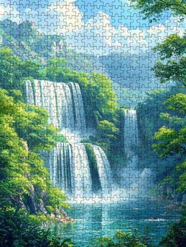 Rompecabezas adultos puzzle 4000 piezas Verde Cascada juego educativo y desafiante DX0YL7-765