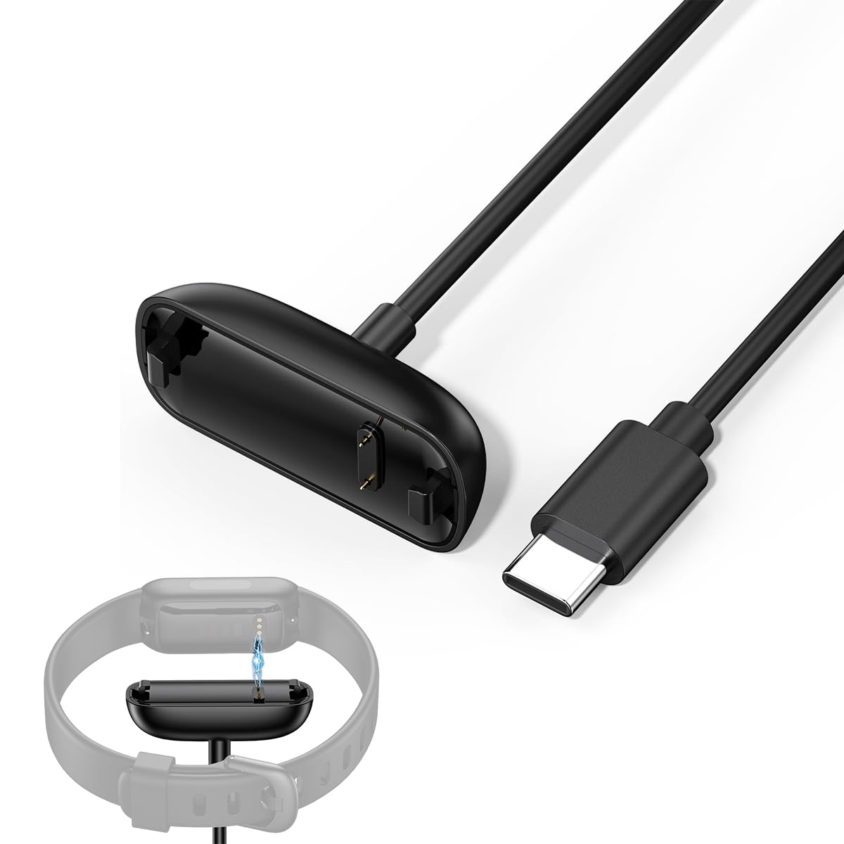 ZORBES® USB Charging Cable for Fitbit Inspire 3, 5W USB to Magnetic Dual-Pin Charger Cord, 3.3ft PVC Replacement Charging Cable for Inspire 3 Fitness Tracker-image-46