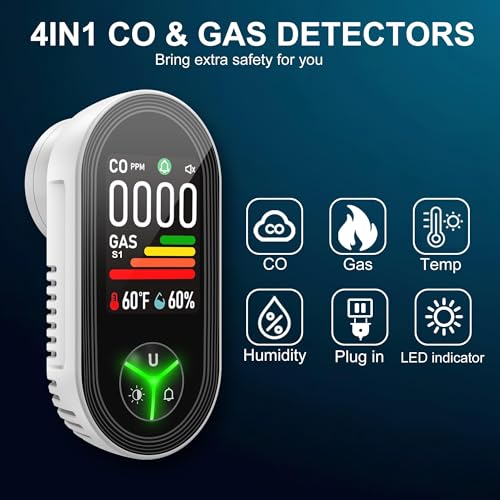 Miniatura 3 de Gedsffati Detector De Gas Y Monóxido De Carbono Con Enchufe Para Hogar, Alarma De Co Para Casa, Alarma De Gas Combustible Para Gas Natural Lpg Metano Propano Butano, Blanco, Pth-24e