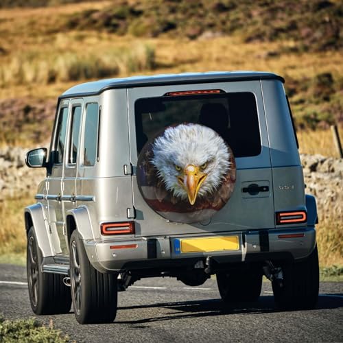 Image of Spare Tire Cover Angry Bald Eagle On American Flag Wheel Covers USA Flag Weatherproof Universal Wheel Protectors for Rv SUV Camper Travel Trailer 14 Inch