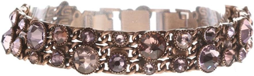 Konplott Pink & Purple Mix Waterfalls Swarovski Crystal Copper Bracelet 8 inch