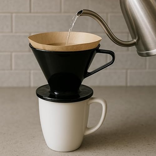 Miniatura 8 de Gotero de cafetera estilo gourmet #2 estilo cono para verter sobre cafetera, portátil, fácil de usar, tipo de filtro, sin BPA, con cuchara de café