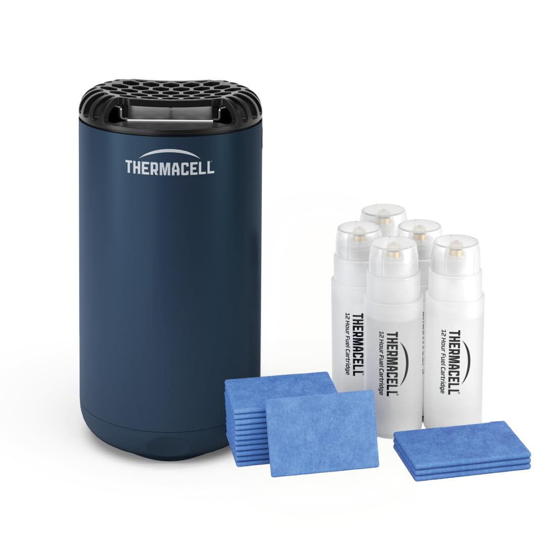 Thermacell Pack Antimosquitos Halo Mini, Sin DEET, 60H Protección, Navy | Protege una zona de 20 m². Difusor, cartuchos y pastillas de recambio incluidos. Ideal para jardines, terrazas y exteriores.