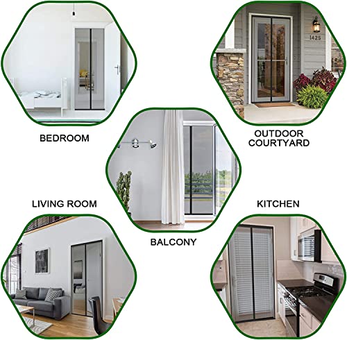 Cinkee Fliegengitter Balkontür & Magnet Fliegengitter Tür 80x210cm,Insektenschutz für Balkontür Kellertüren und Terrassentüren,Kinderleichte Klebemontage Ohne Bohren, Schwarz