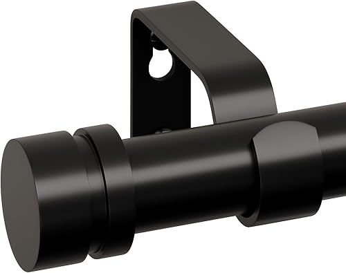 Oneach Barras de cortina negras para ventanas de 48 a 84 pulgadas, juego de cortineros pequeños de 1 pulgada con soportes para divisor de