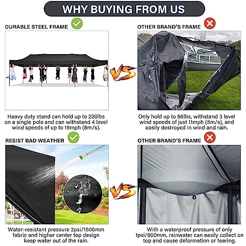 Image of COBIZI 10x30 Pop Up Canopy Tent,Heavy Duty Canopy(Black with 8 Sidewalls)