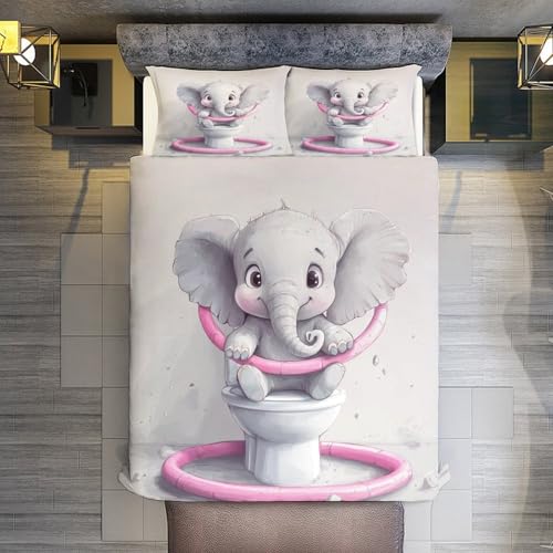 Funda nórdica de elefantes con 2 fundas de almohada de 80x80 cm en microfibra suave para niños 7