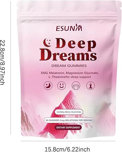 Miniatura 2 de Deep Dream - Gomitas para dormir con 5 mg de melatonina, magnesio, glicinato, L-teanina para apoyo al sueño, suplemento para dormir que no forma