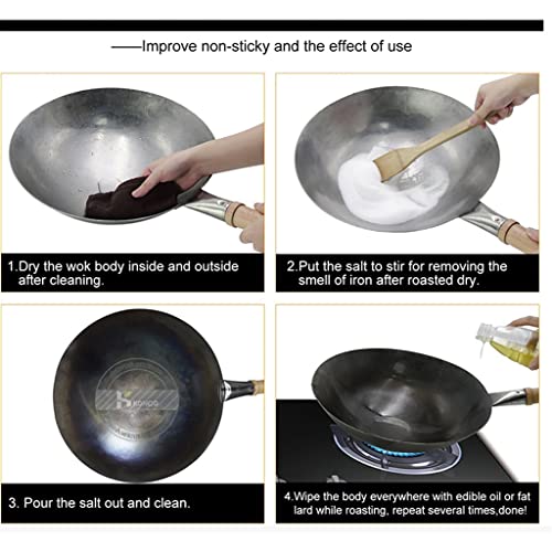 Wok tradicional chino de hierro sin recubrimiento 32 cm miniatura 5