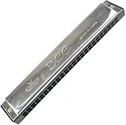 Gaita de Boca Diatônica Harmônica, 24 Furos, Azul, Aço Inoxidável e ABS, Afinação em Dó (C), 19.3cm