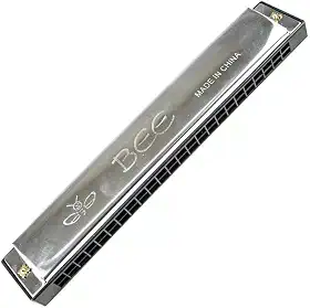Gaita de Boca Diatônica Harmônica, 24 Furos, Azul, Aço Inoxidável e ABS, Afinação em Dó (C), 19.3cm