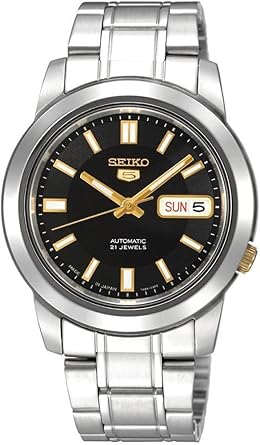 Seiko Five Five Five Automatic Men's Watch, Made in Japan, SNKK17J1, Black, Overseas Model