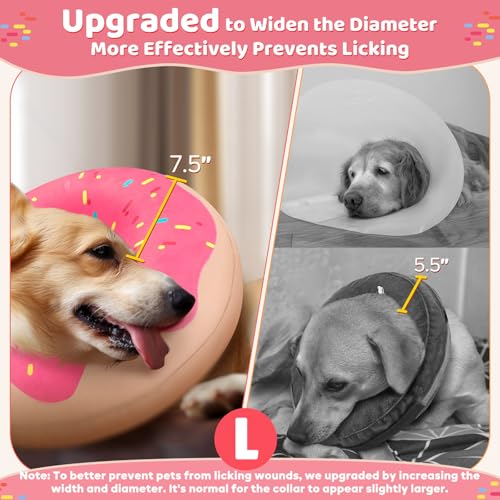 Image of Gimars Large Inflatable Dog Cone Alternative Dog Donut Collar After Surgery, Soft Neck Pillow Recovery Cone, Elizabethan Collar Alternative for Medium and Large