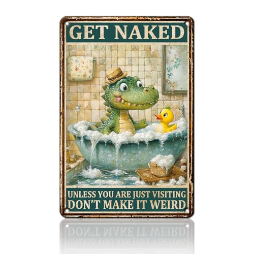Funny Dinosaur Bathroom Metal Sign Dinosaur Shower Bath Get Naked
