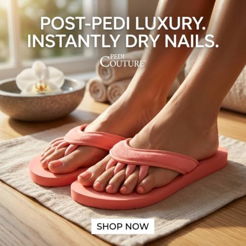 Image of Pedi Couture Pedicure Sandals with Built In Toe Separators for Women - Comfortable Spa Style Flip Flops for Home, Salon, Yoga & Gym Use