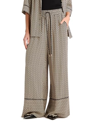 Just Quella Women's Casual Elastic Drawstring Waist Floral Lightweight Lounge Wide Leg Palazzo Pants with Pockets