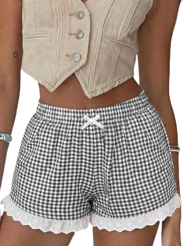 Aoulaydo Boxer Shorts Gingham 2025 Summer Plaid Shorts...