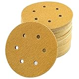 Aiyard 6-Inch 6-Hole Hook and Loop Sanding Discs 60-Grit, Random Orbital Sandpaper for Automotive an