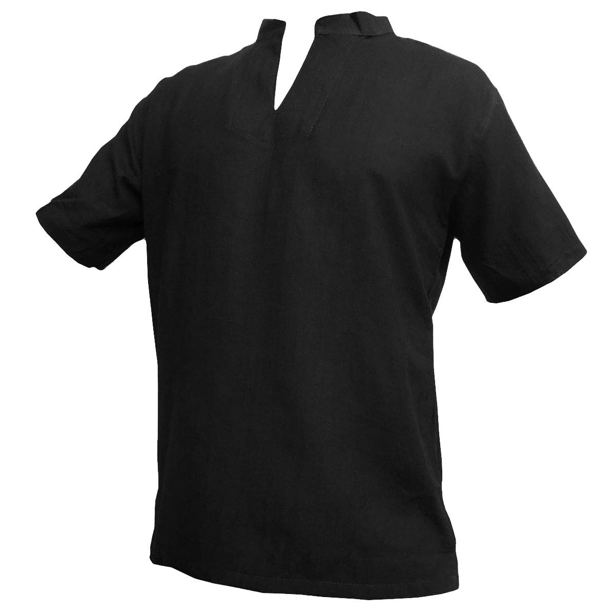 Panasiam Men's Black Shirt, Rzi-02, No Button, Xl, Shortsl.