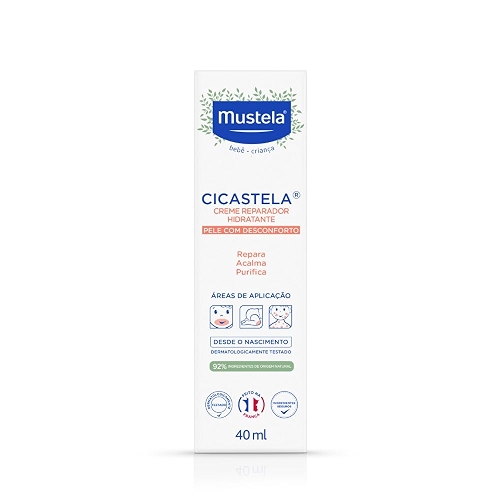 Mustela Cicastela Creme Reparador Hidratante 40Ml - Hidrata Repara Acalma E Purifica A Pele - Multiuso Para Os Pequenos Dodóis Dos Bebês E Crianças Feito Com 91% De Ingredientes De Origem Natural