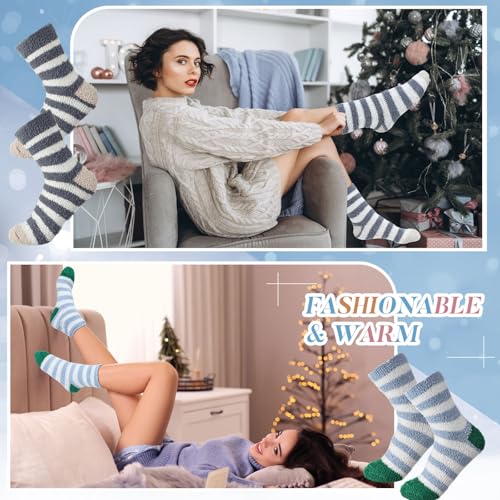 Image of Twistover 12 Pairs Fuzzy Socks Bulk for Women Warm Fluffy Winter Soft Sleep Slipper Socks for Home Outdoor Valentine's Day