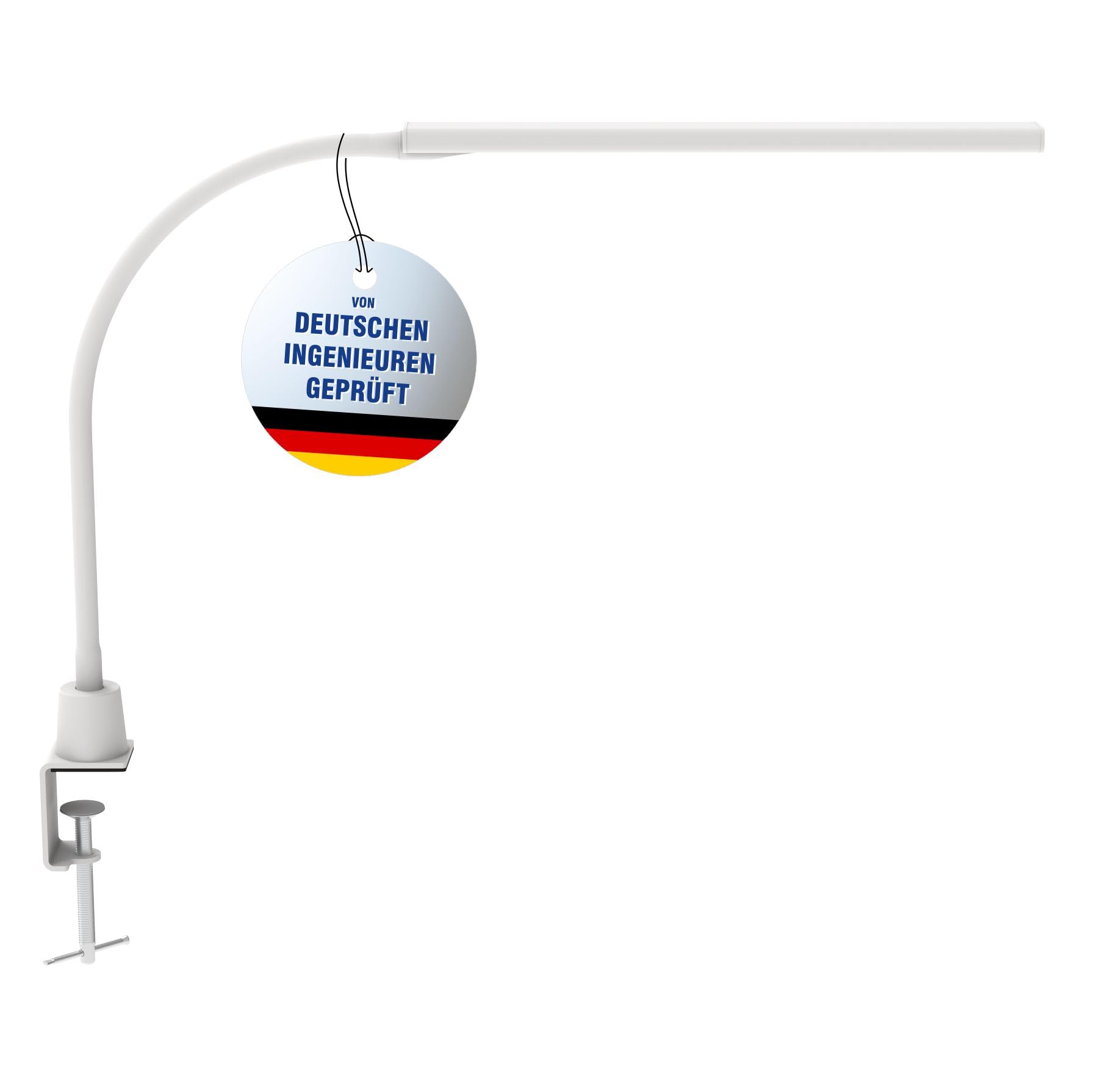 MAUL LED Schreibtischlampe MAULpirro weiß dimmbar mit Tischklemme | sicherer Halt an der Kante, 4 Helligkeitsstufen per Touch, flexibel ausrichtbar, warmweißes Licht, Lichtquelle austauschbar