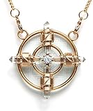 Crystal Necklace Crystal Pendant Healing Tool - Healing Tool to Wear Sri Yantra Solar Form in 24k Gold Plate