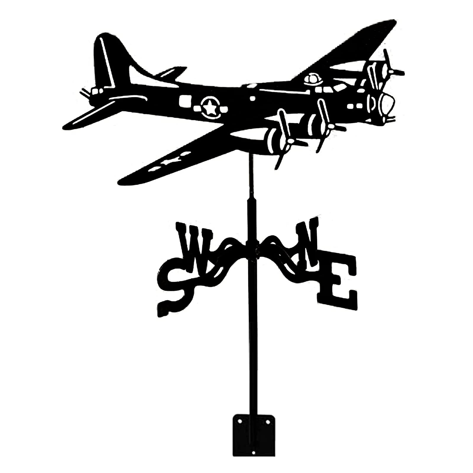 WIQUYBML Airplane Weathervane Wind Vane Roof Fighter Weather Garden Mount Yard Decoration Direction Indicator Stainless Steel Weathercock