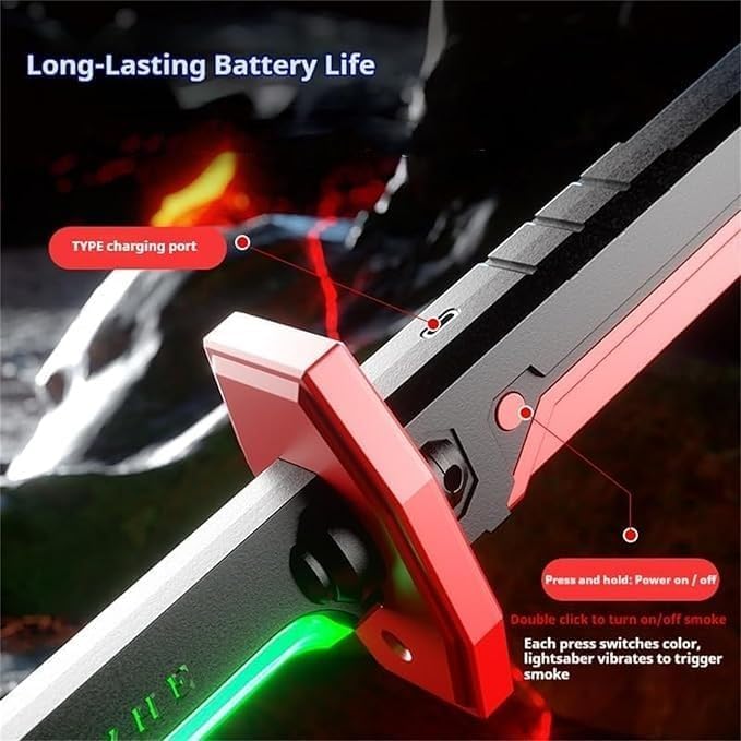 Image of LED Sword Toy for Boys & Collectors - Large Size 78 CM Sparkblade Katana with Smoke & Spark Effects | 7-Color Light-Up Blade, Sound FX, Anime-Inspired Cosplay Prop for Roleplay