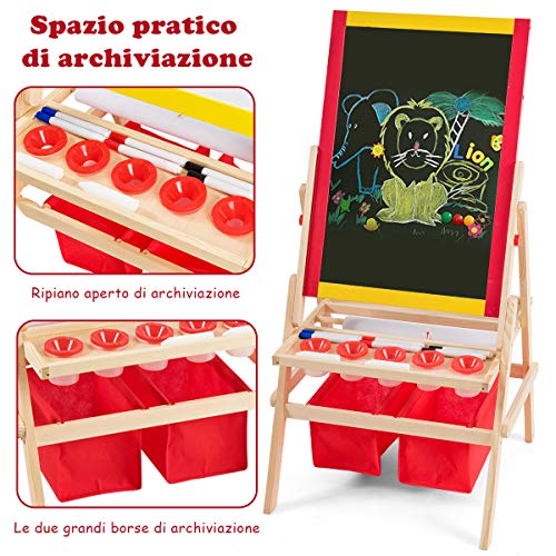 GOPLUS Cavalletto lavagna bambini, con Accessori